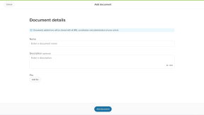 The Add document window in Xello. There are fields to enter a name and description for the document. There is an Add file button to upload the file.